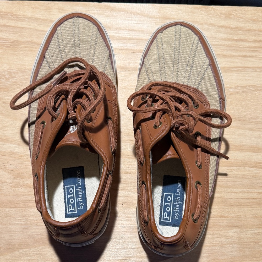 Polo by Ralph Lauren Brown and Tan canvas leather Loafers